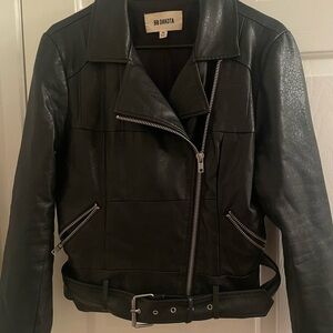 BB Dakota Black Faux Leather Asymmetrical Zip Moto Jacket